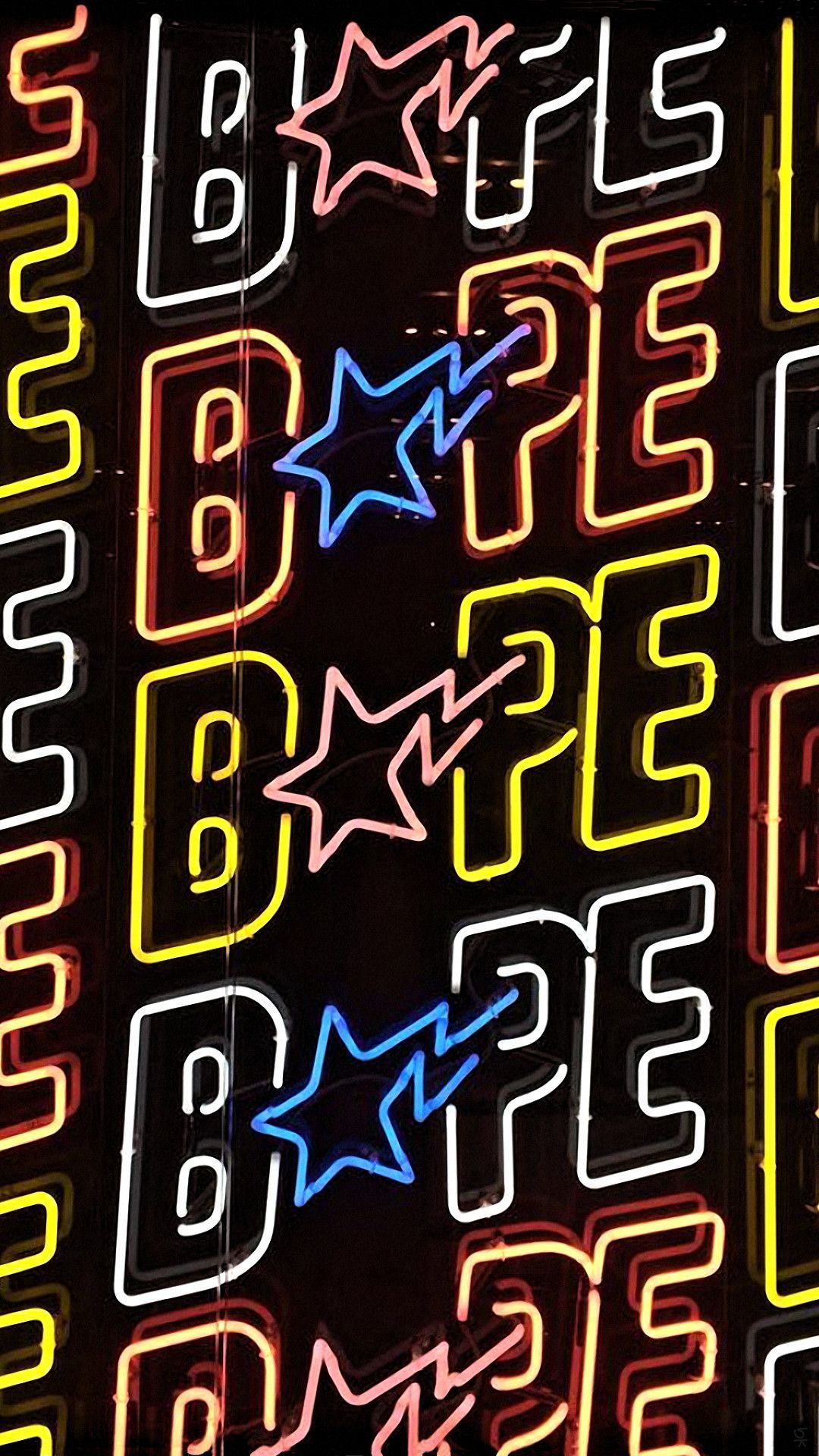 Logo BAPE neon colorato, streetwear giapponese, 1080x1920 Full HD Verticale, Samsung Galaxy