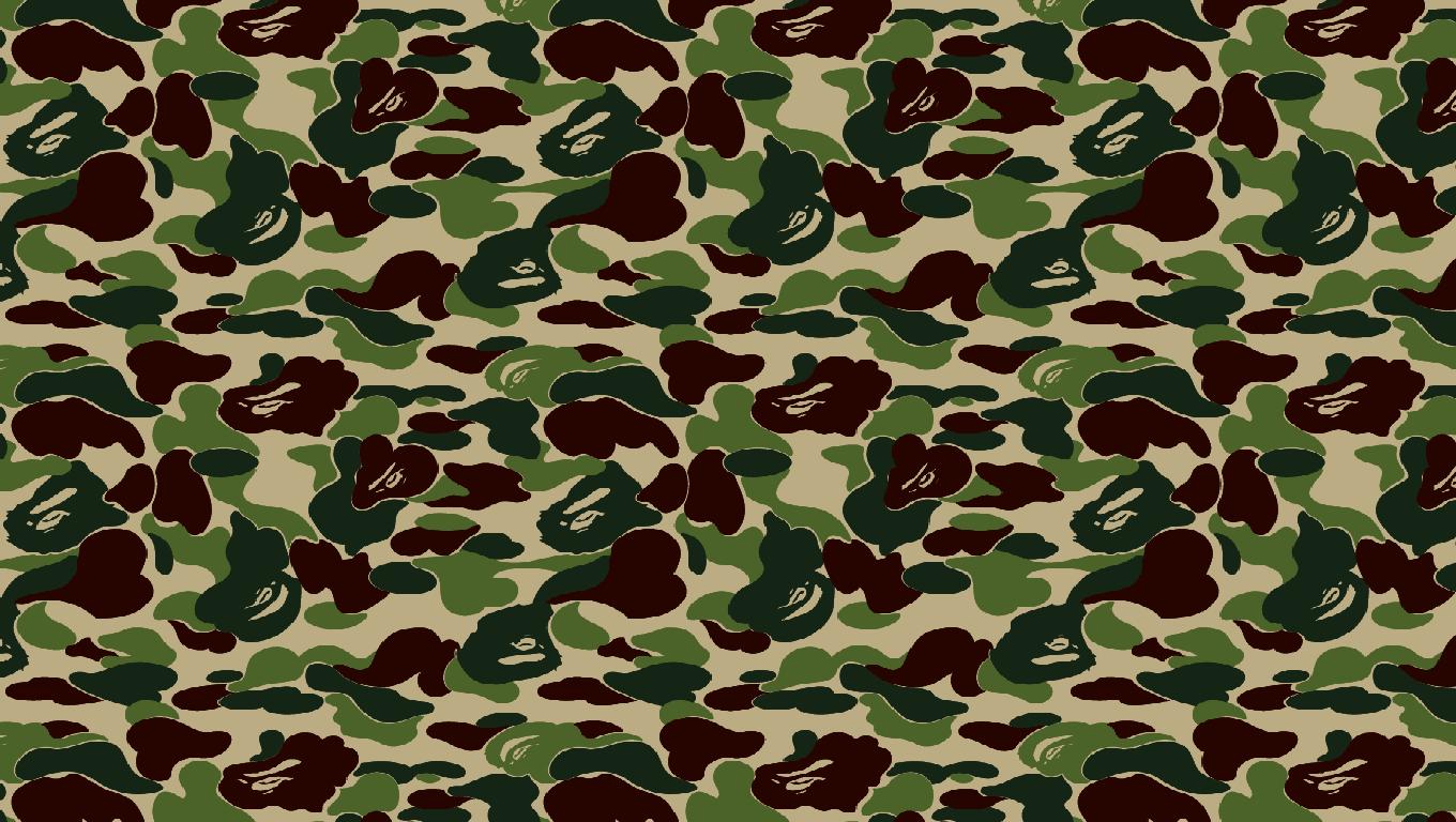 Camouflage BAPE verde marrone, 1360x768 HD, iMac