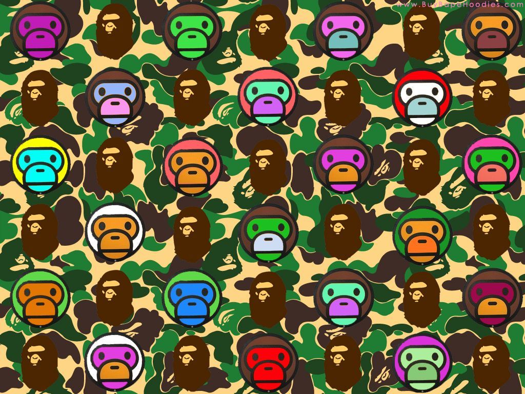 BAPE scimmie camouflage colorate, A Bathing Ape, 1024x768 HD, iMac