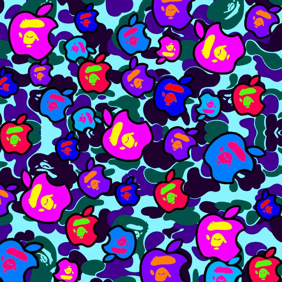 Pattern camouflage logo Apple colorato, Cupertino, 900x900 HD, MacBook Air