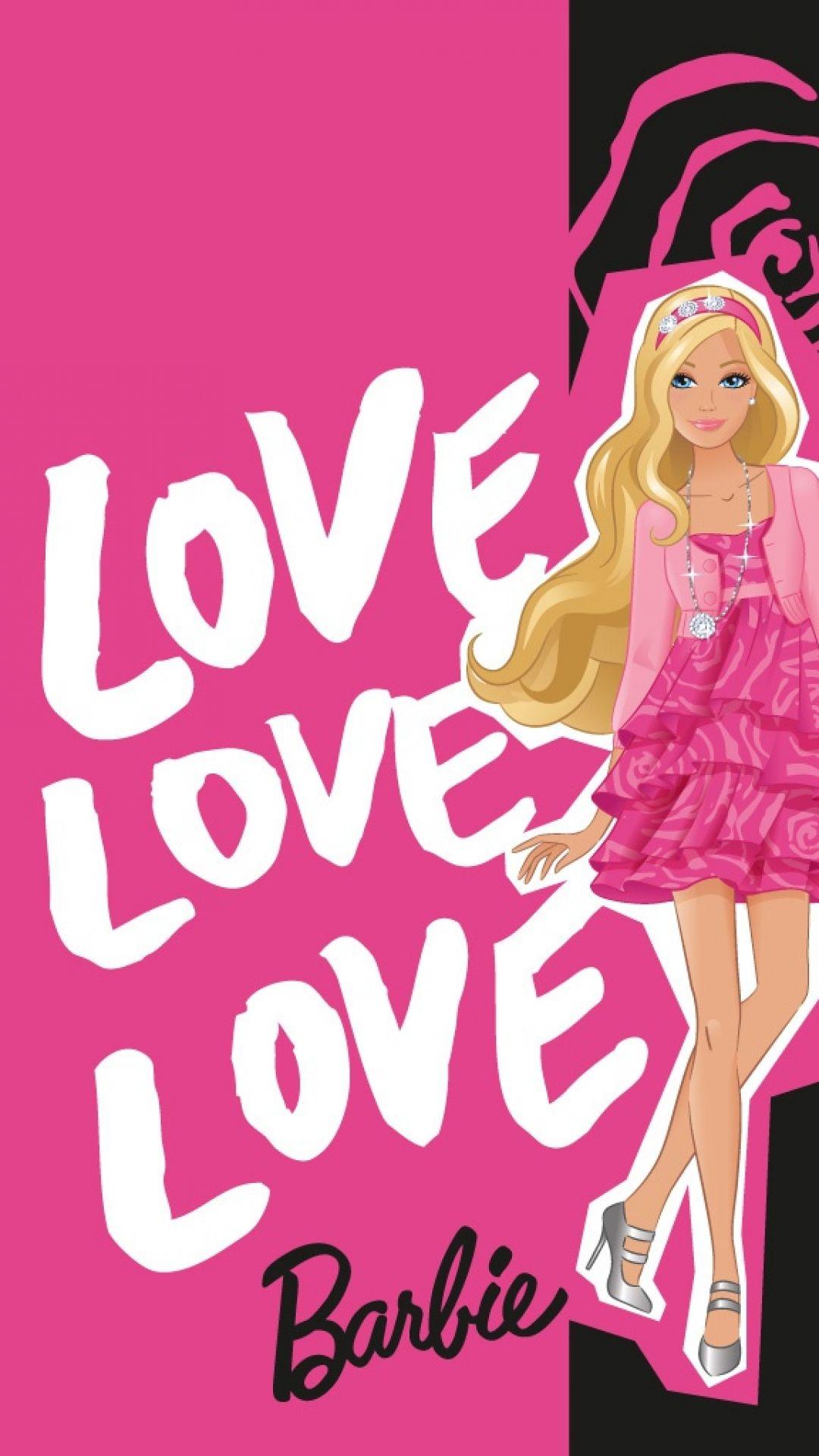 Barbie rosa Love Love Love, 1080x1920 Full HD Verticale, iPhone