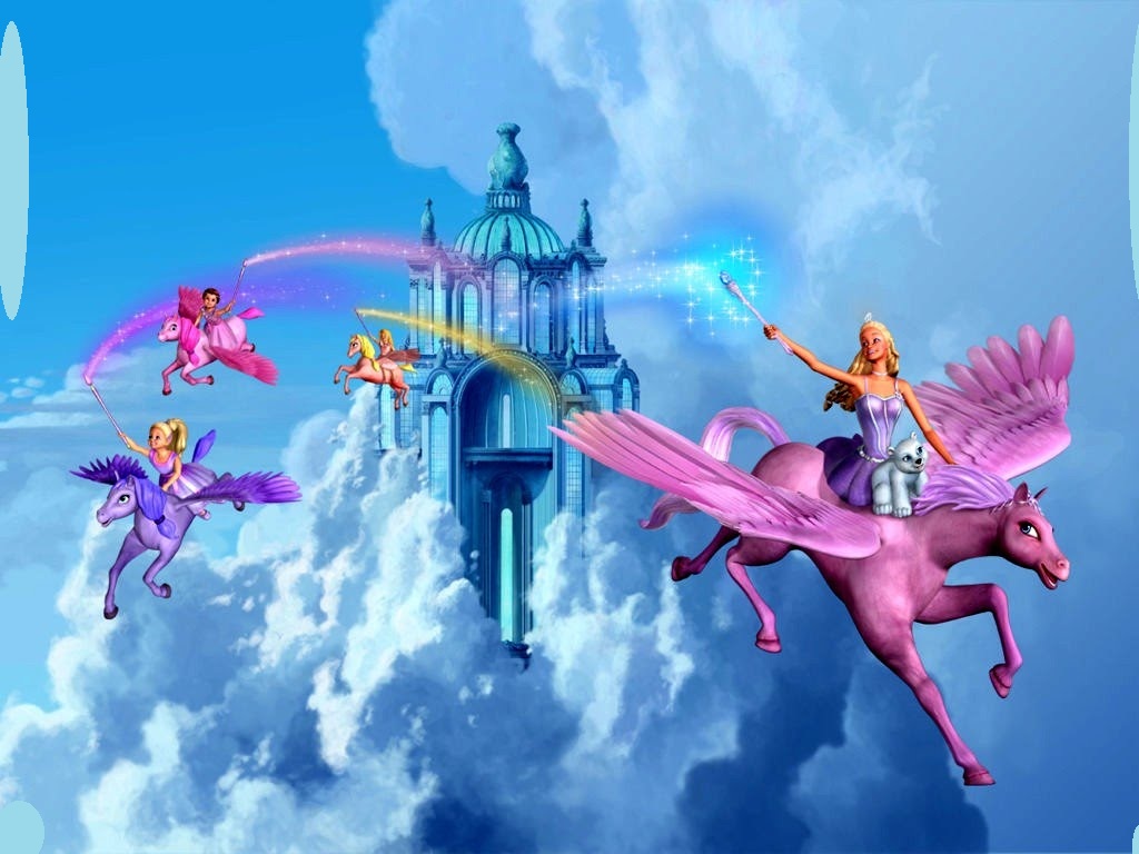 Barbie su pegaso castello, 1024x768 HD, Laptop