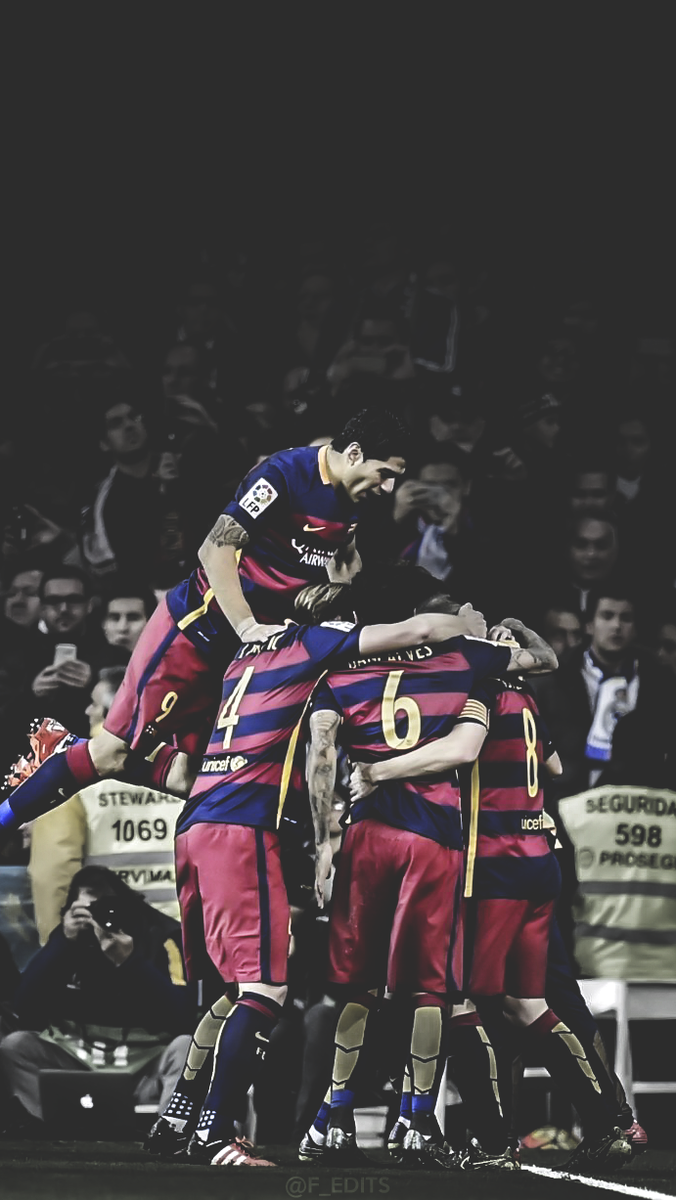 Squadra calcio Barcellona esultanza, 676x1200 Verticale, iPhone