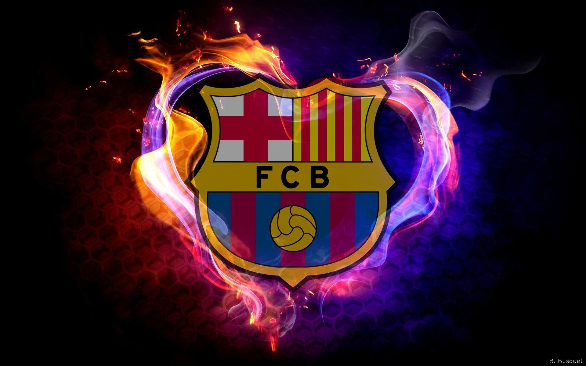 Logo FC Barcelona con fiamme, 1920x1200 WUXGA, Laptop