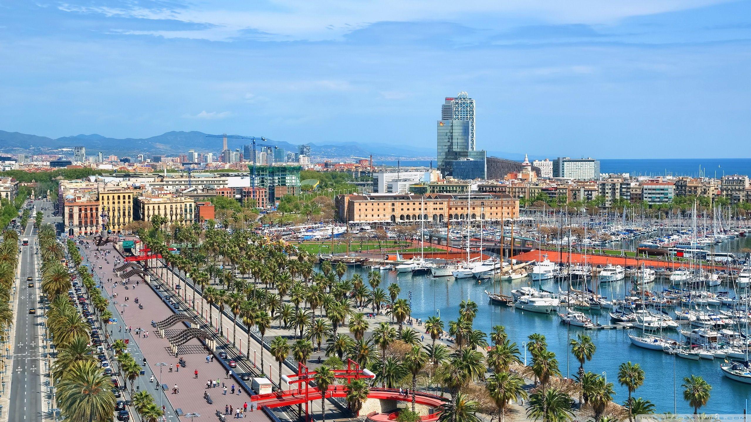 Porto di Barcellona vista panoramica, 2560x1440 2K, Desktop