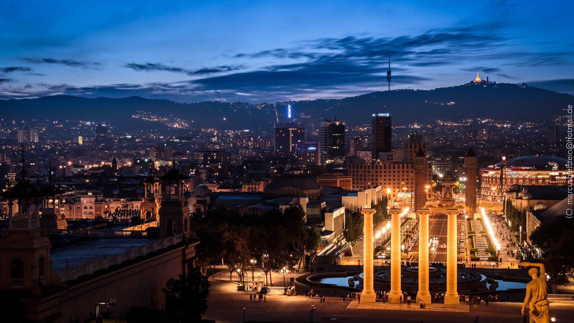 Barcellona vista notturna panoramica, 1920x1080 Full HD 1080p, PC Desktop