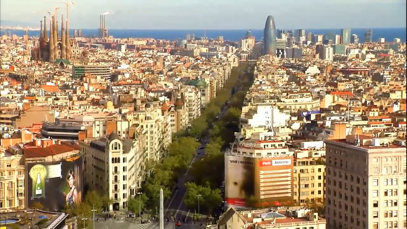 Vista aerea città Barcellona, 1366x768 HD, PC Desktop