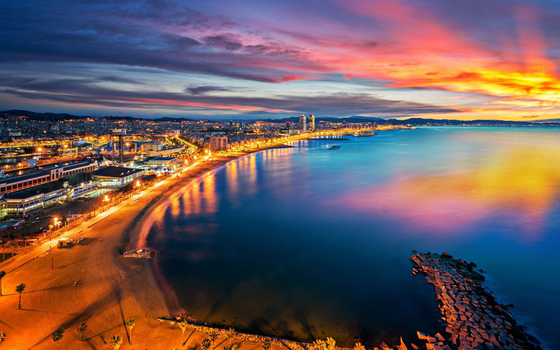 Tramonto costa Barcellona, FC Barcelona, 1920x1200 Full HD+, Desktop