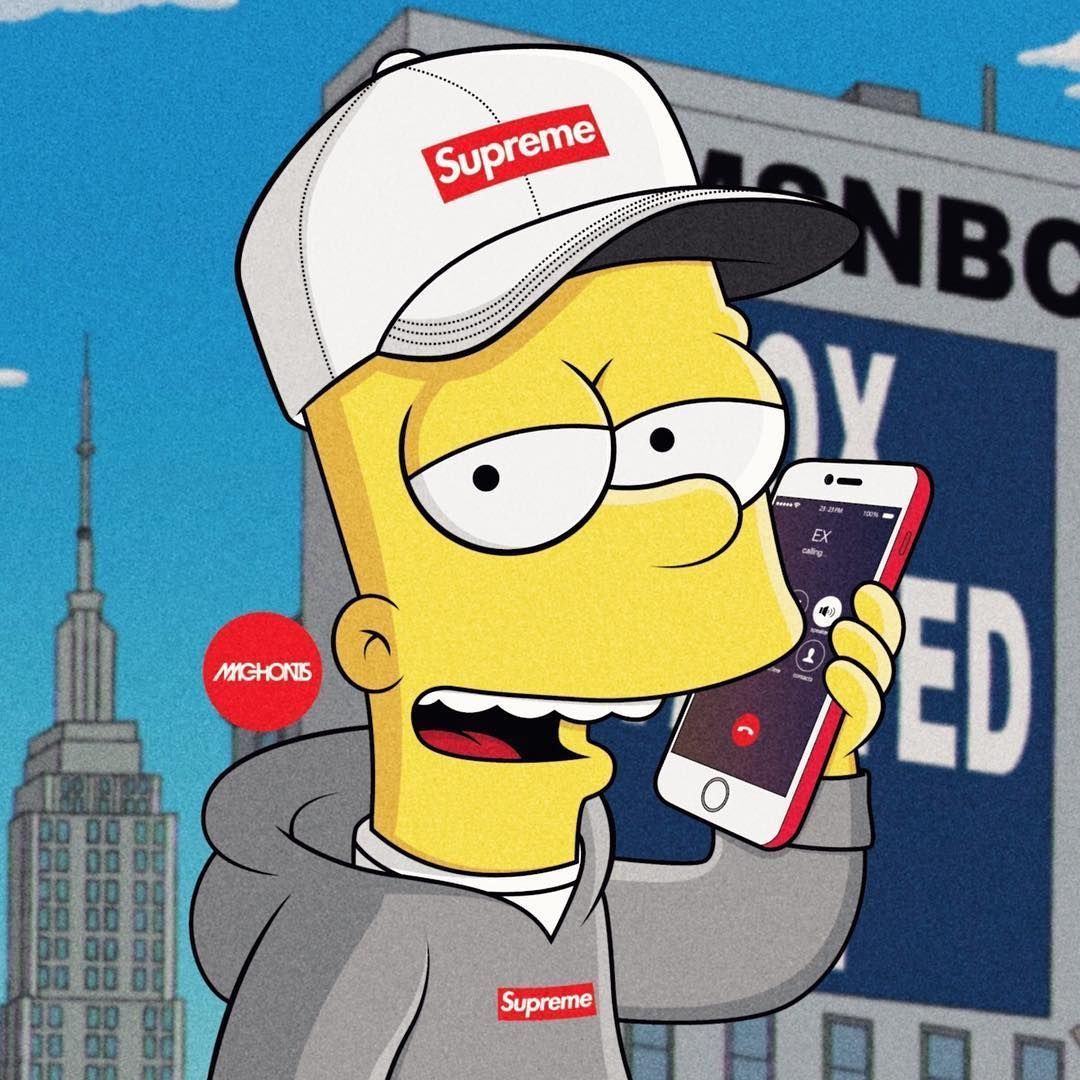 Bart Simpson cappellino Supreme, streetwear, 1080x1080 HD, Laptop