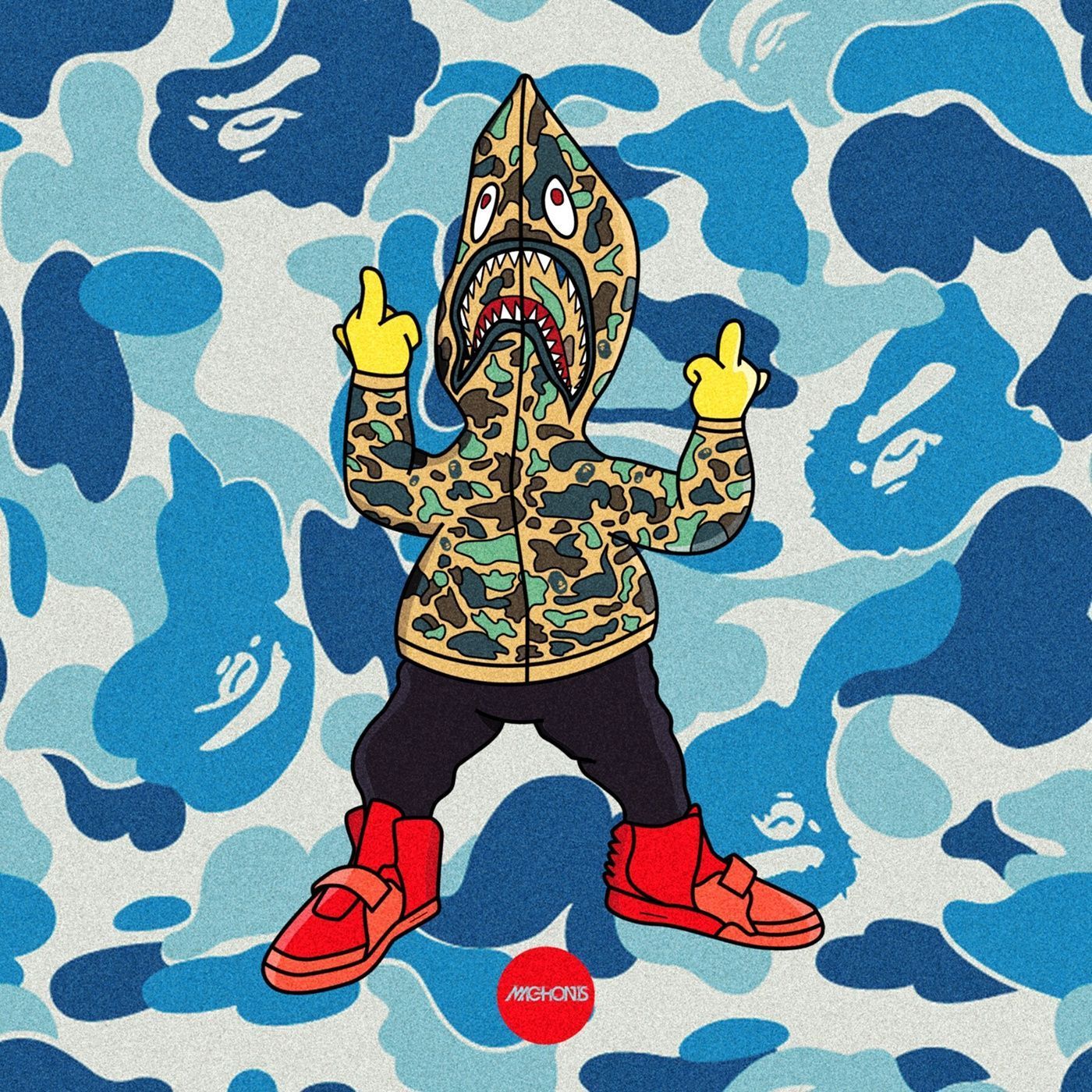Bart Simpson felpa BAPE camo, 1400x1400 HD, HP Laptop