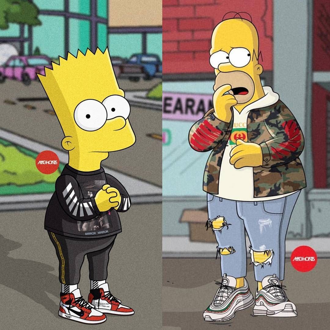 Bart e Homer Simpson hypebeast, 1080x1080 HD, Laptop