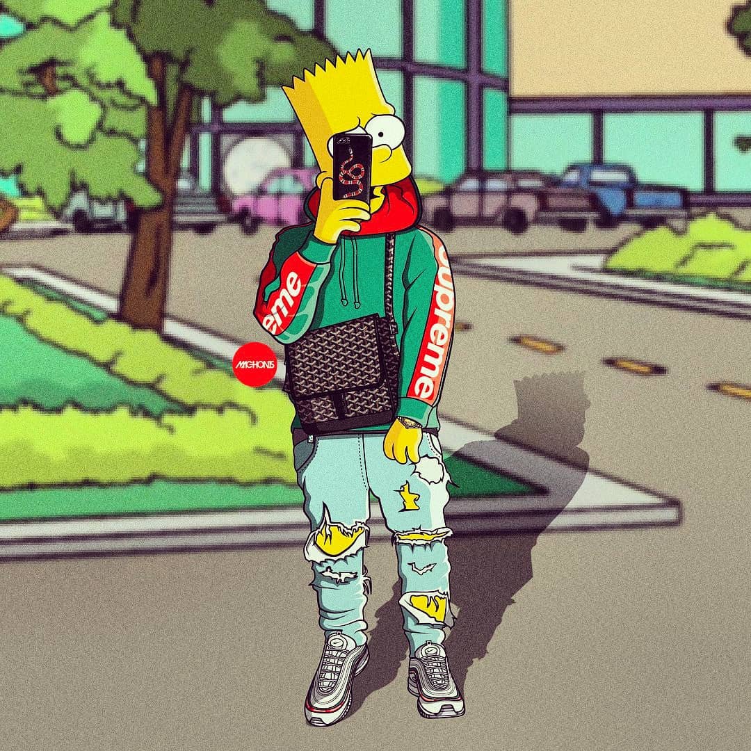 Bart Simpson Supreme hypebeast, New York, 1080x1080 HD, Laptop