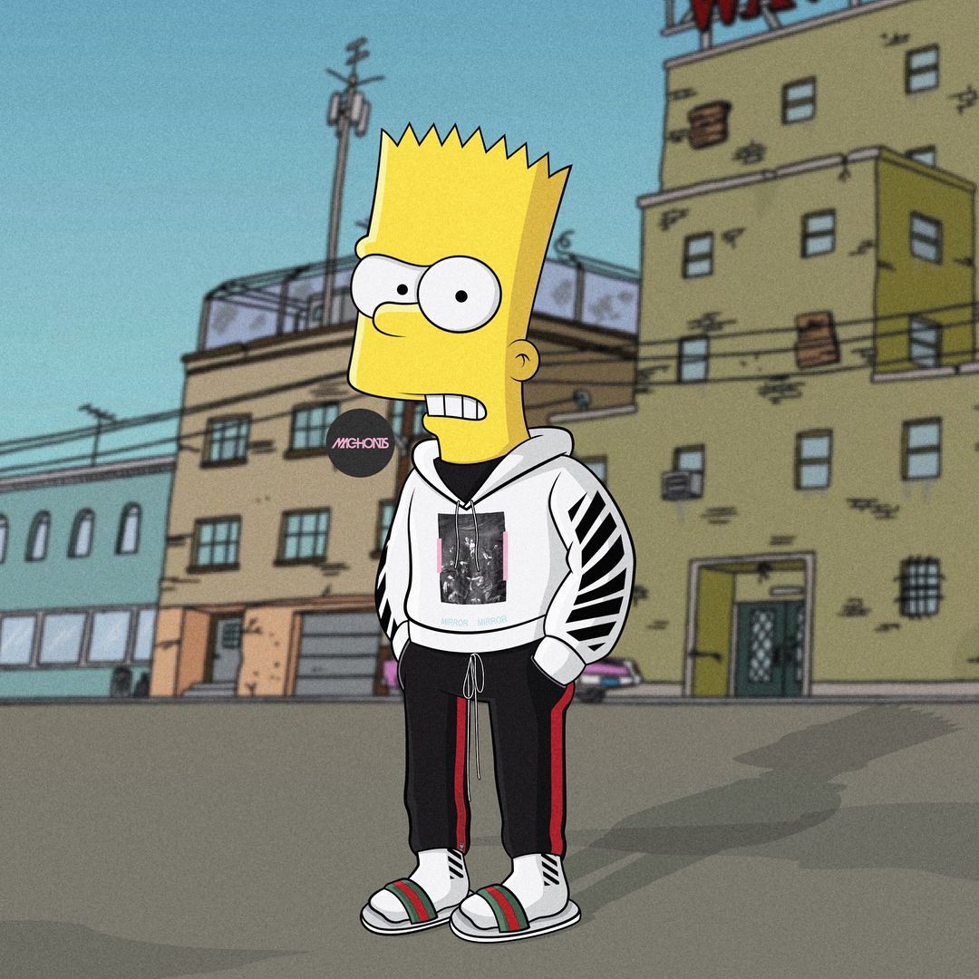 Bart Simpson hypebeast streetwear, 1080x1080 HD, iMac