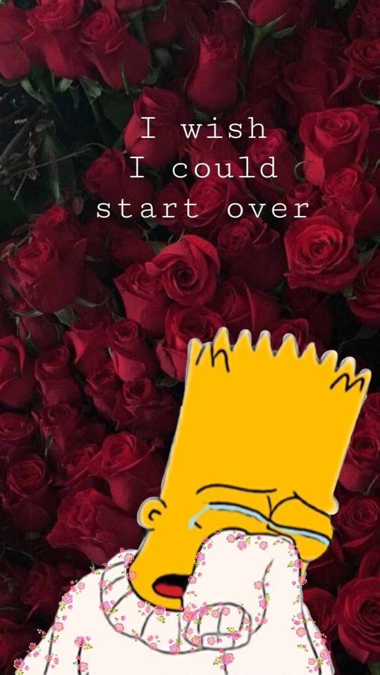 Bart Simpson triste rose rosse, 750x1332 Full HD Verticale, iPhone