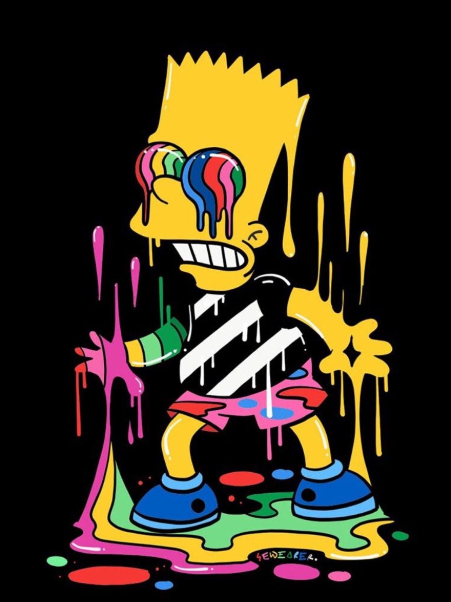 Bart Simpson colori psichedelici, serie animata, 1536x2048 Verticale, Mobile