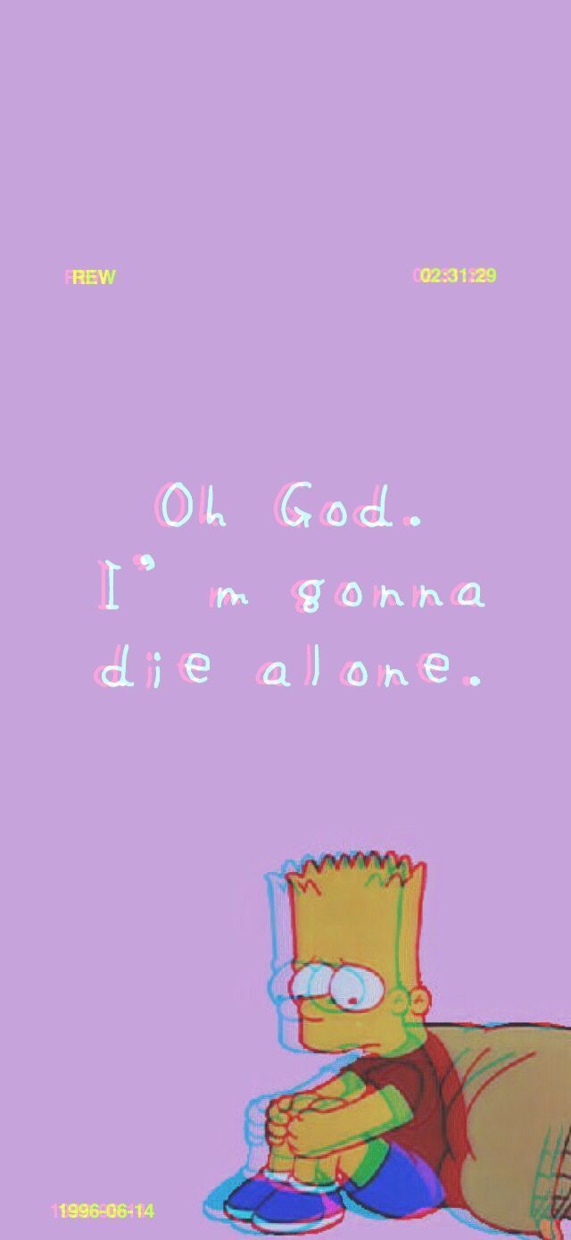 Bart Simpson triste viola, 640x1388 Verticale, Telefono