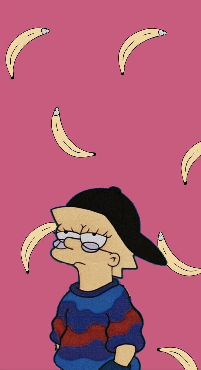 Bart Simpson triste banane rosa, 697x1280 Full HD Verticale, iPhone Pro