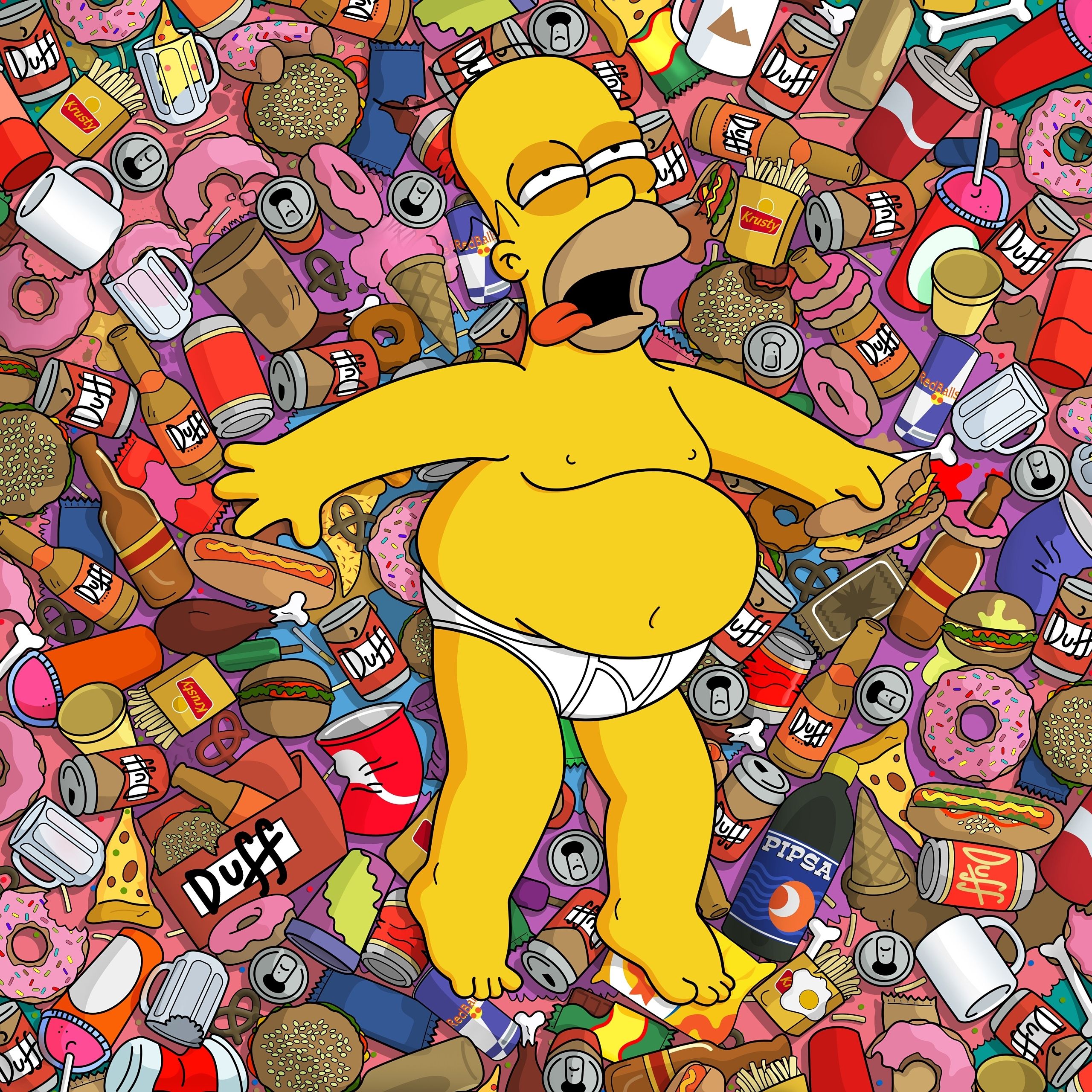 Homer Simpson circondato da cibo, 2560x2560 WQXGA, Desktop