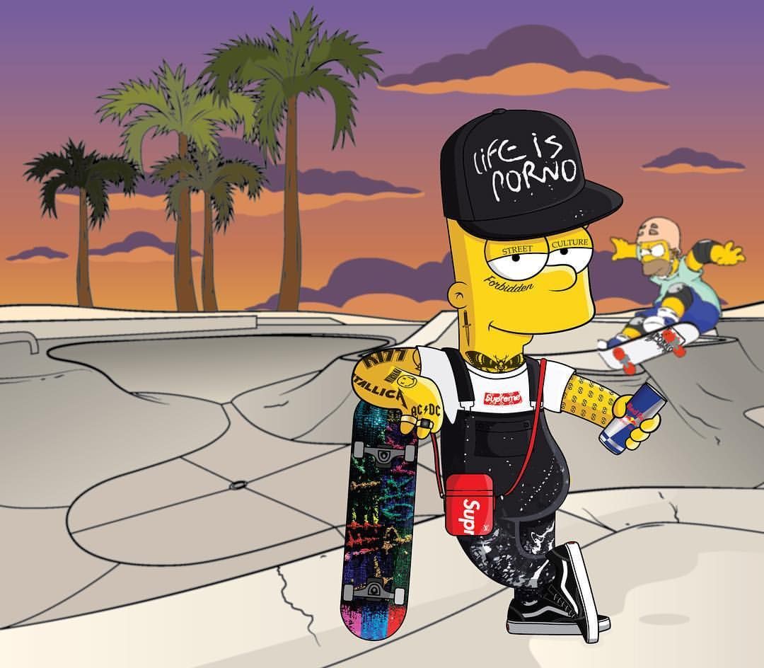 Bart Simpson con skateboard urbano, 1080x944 HD, Desktop