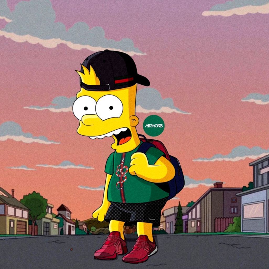 Bart Simpson hypebeast strada, 1026x1026 HD, PC
