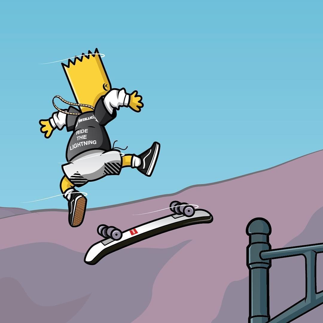 Bart Simpson con skateboard, 1045x1723 Verticale, OnePlus