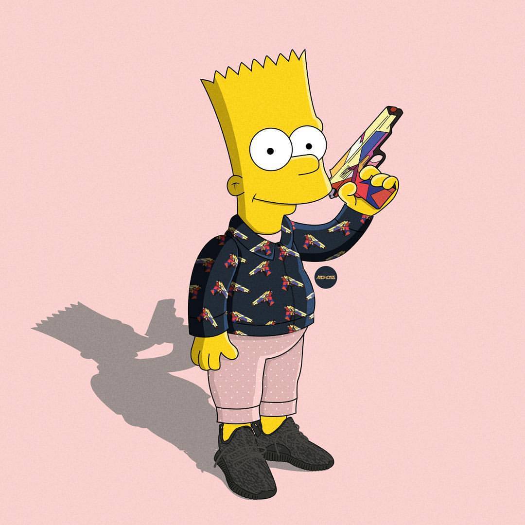Bart Simpson stile hood con pistola, serie animata, 1080x1080 HD, Laptop