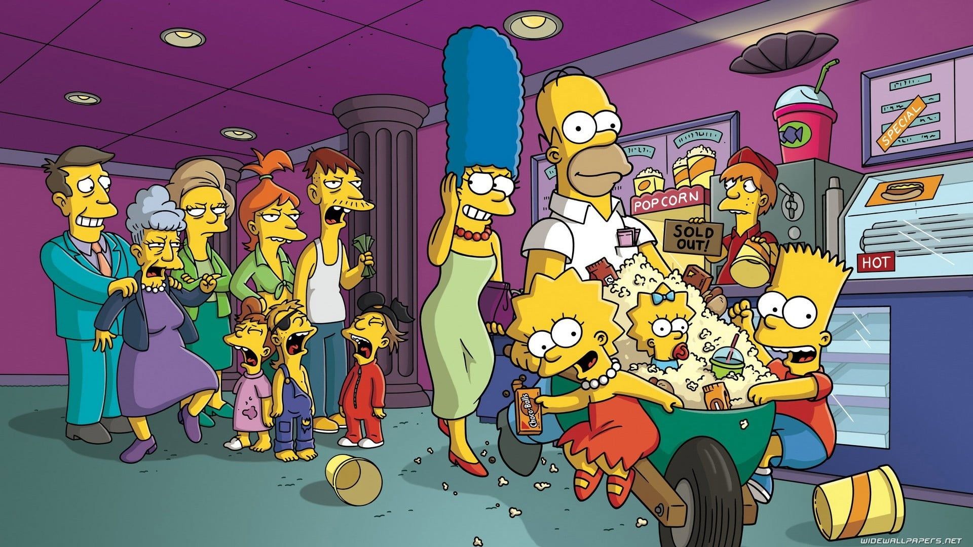 I Simpson personaggi cartoon gruppo, 1920x1080 Full HD 1080p, Laptop