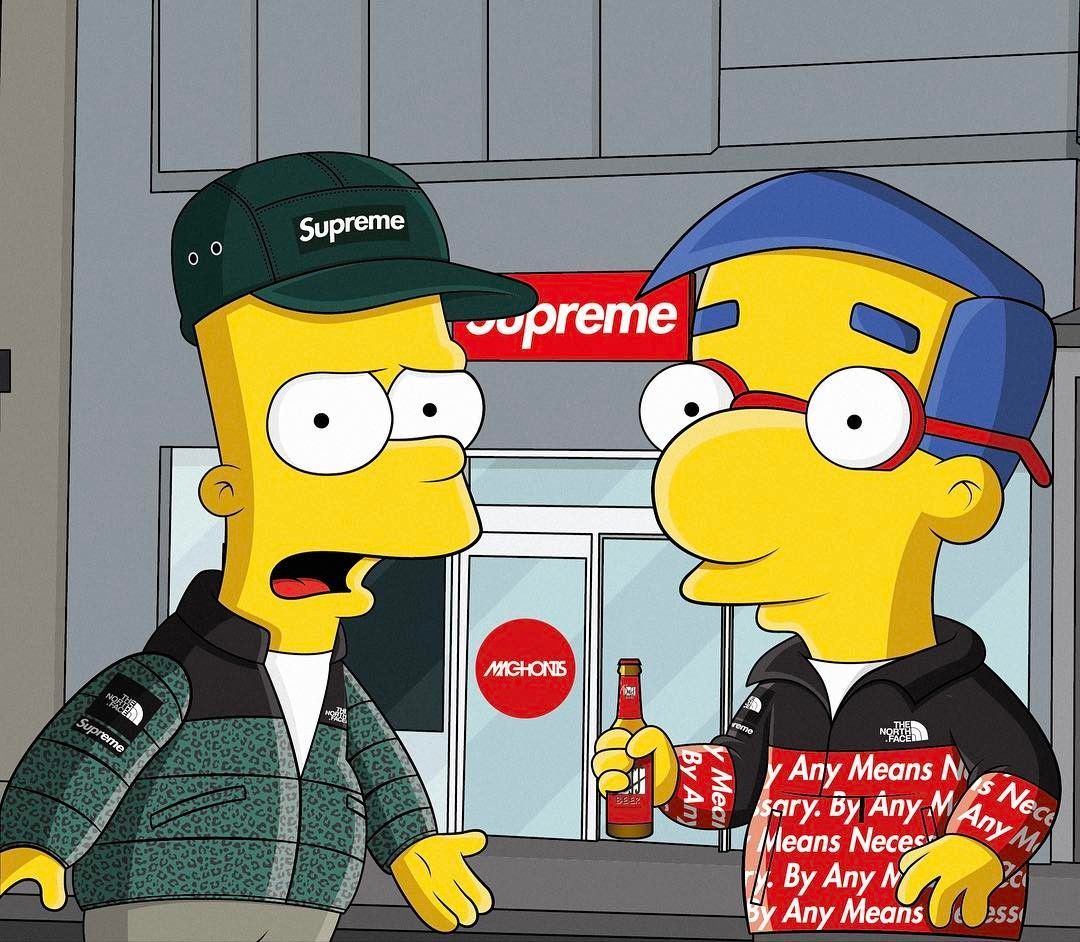Bart e Milhouse Supreme, streetwear, 1080x942 HD, PC Desktop