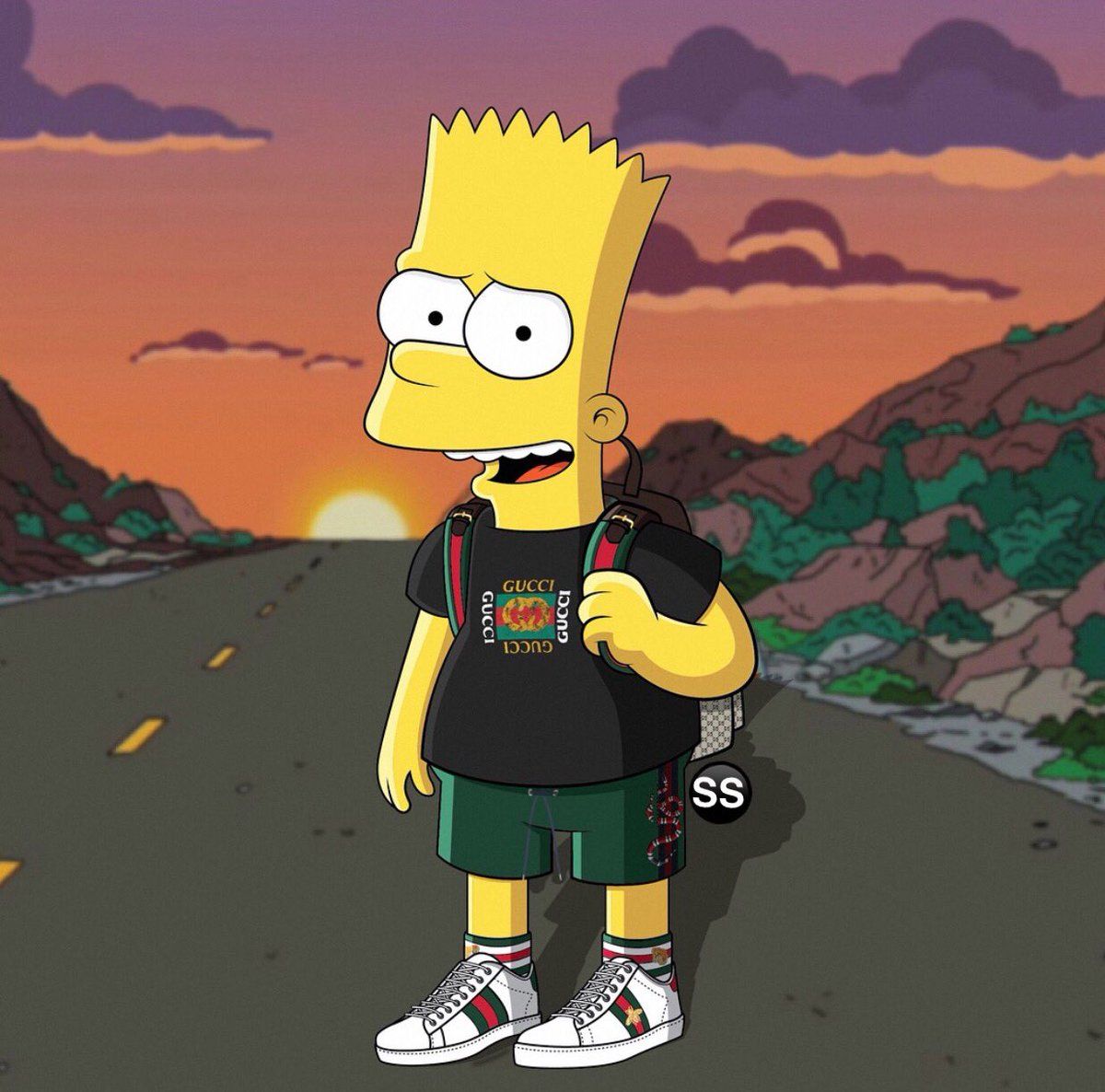 Bart Simpson Supreme strada tramonto, New York, 1200x1186 HD, PC