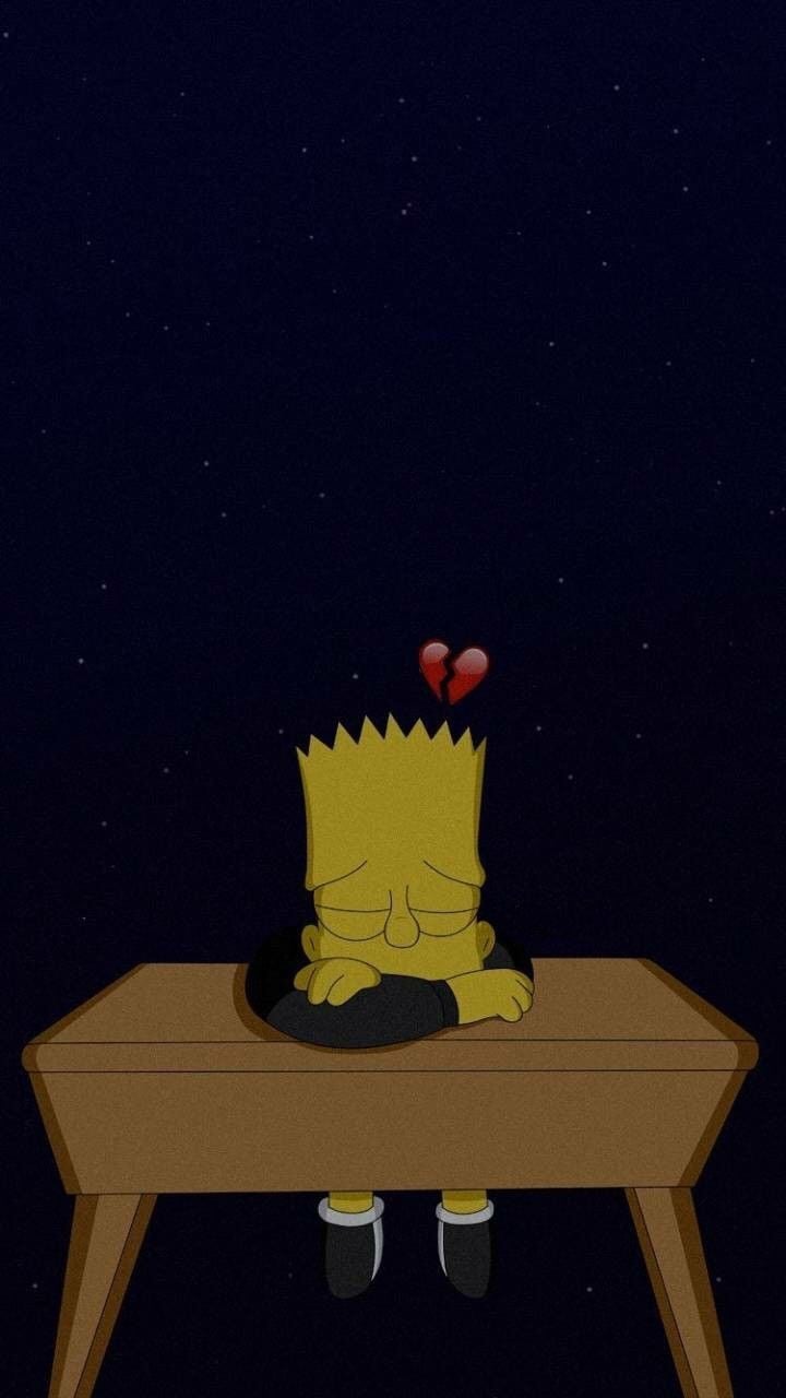 Bart Simpson triste seduto banco, serie animata, 720x1280 Verticale, Telefono