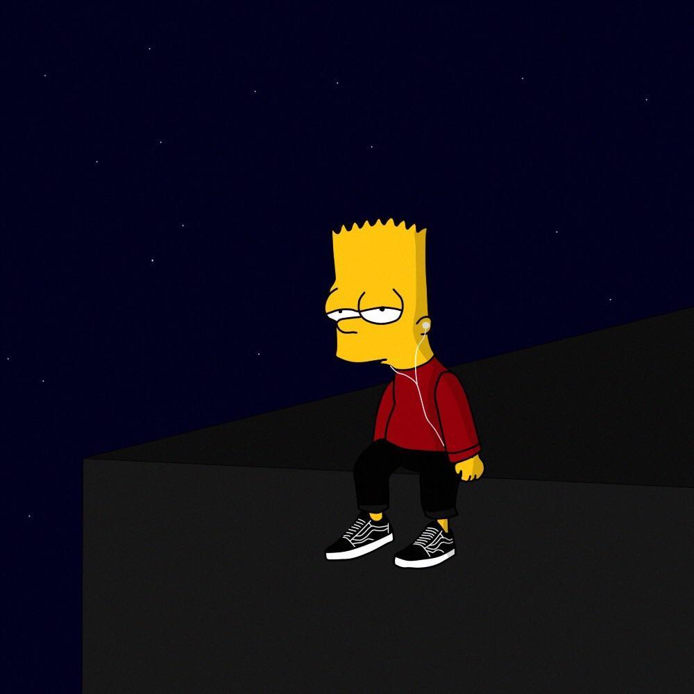 Bart Simpson triste seduto tetto, 1000x1000 HD, iMac