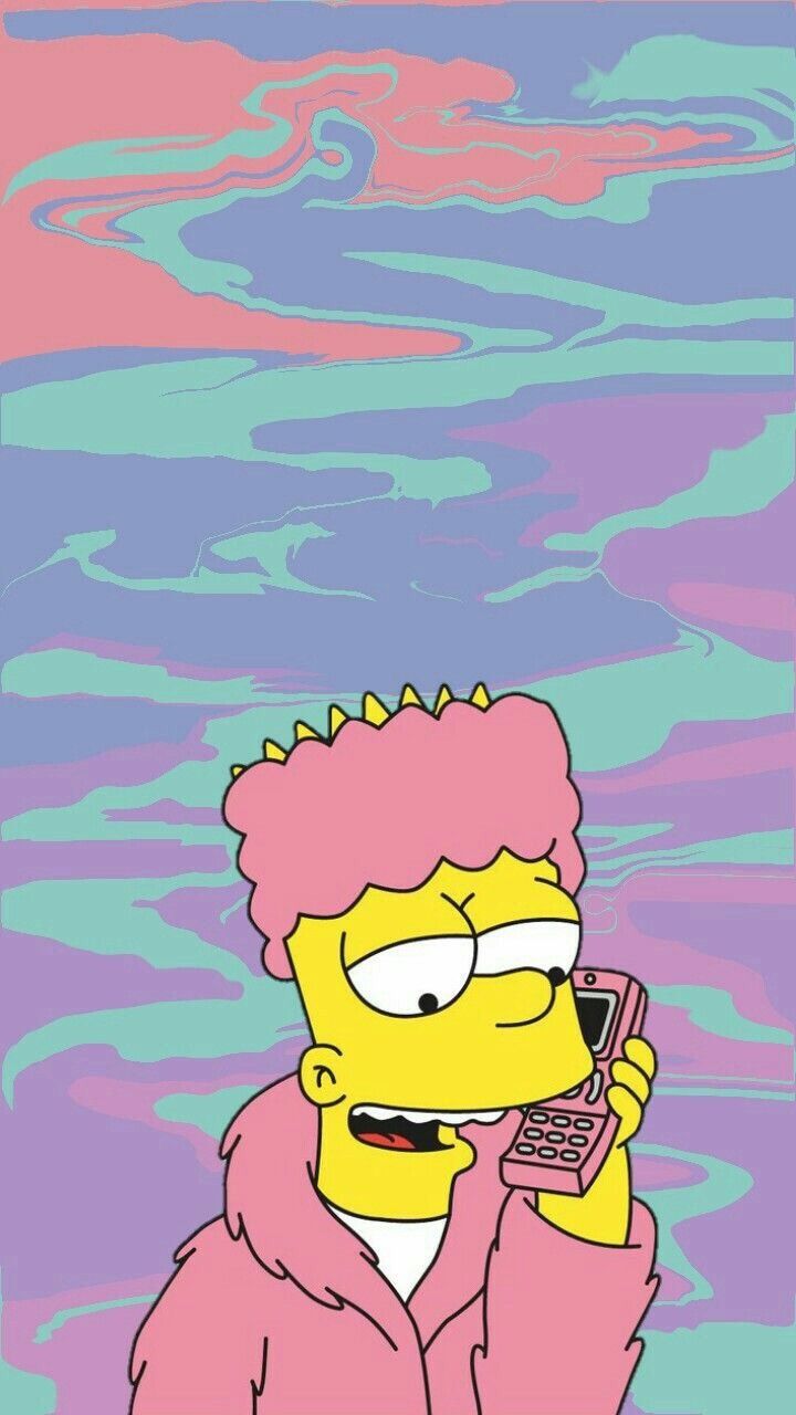 Bart Simpson triste rosa psichedelico, 720x1280 Verticale, Telefono