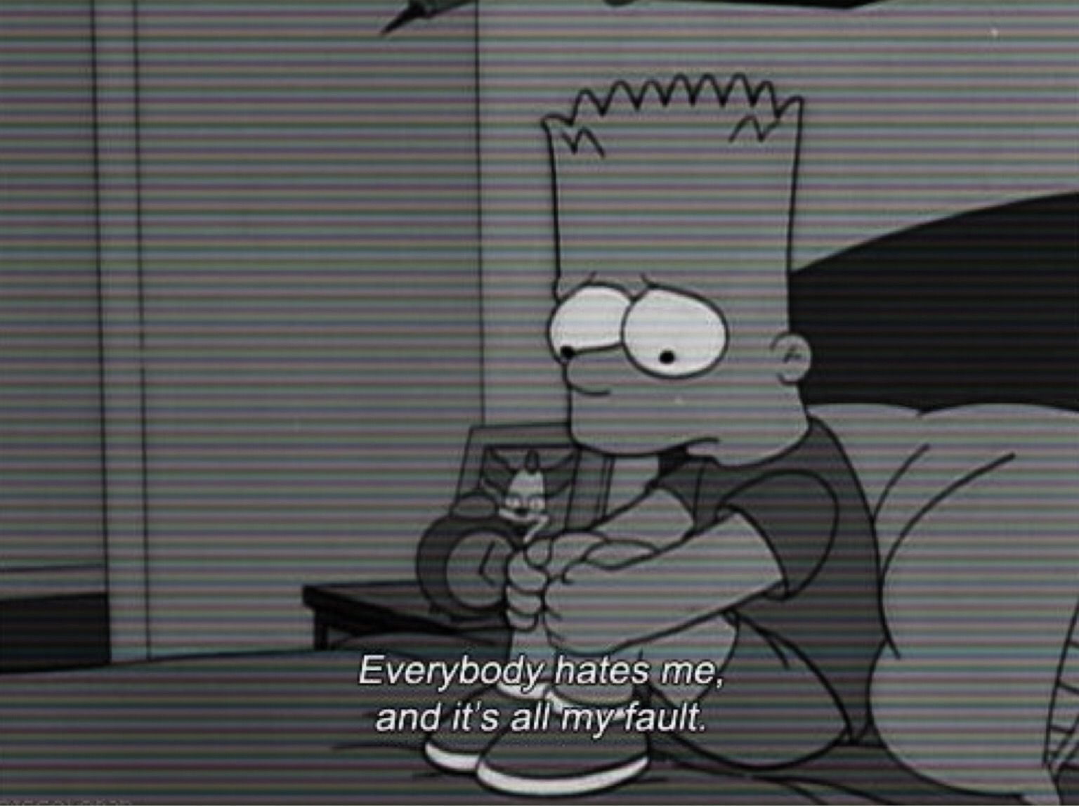 Bart Simpson triste bianco nero, 1536x1147 720p, Lenovo Legion