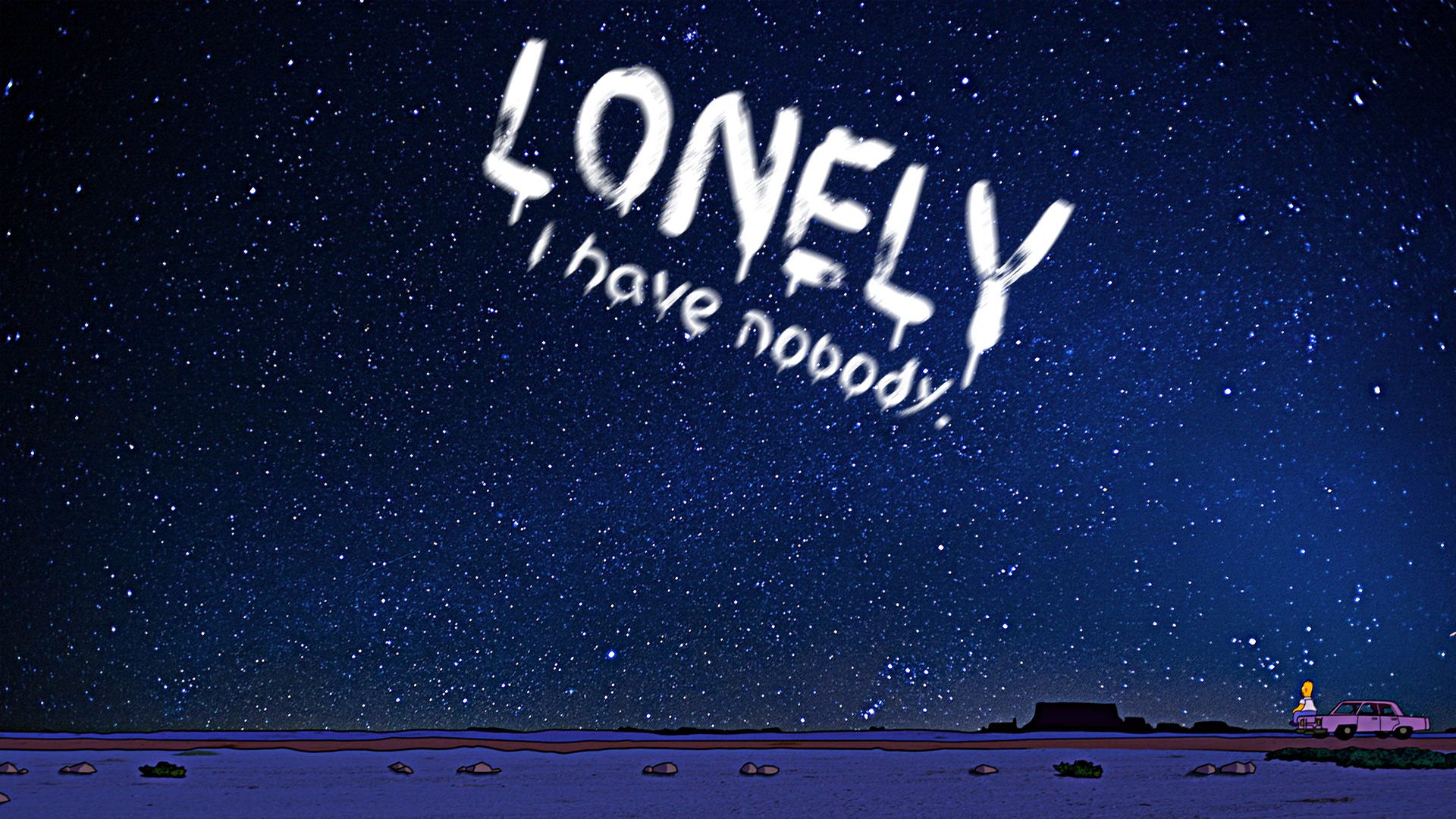 Cielo notturno con scritta Lonely, 1920x1080 1080p, Desktop