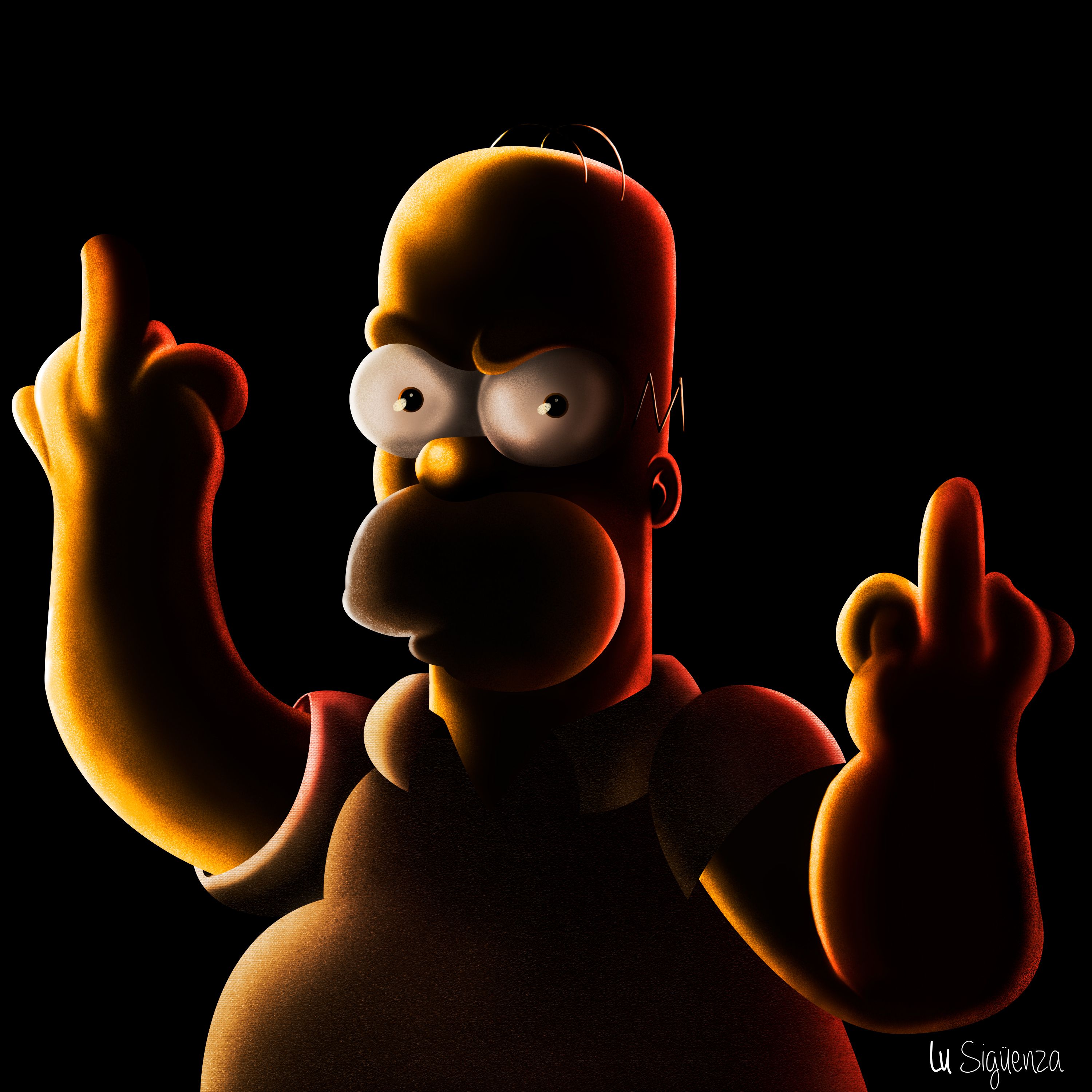 Homer Simpson gesto offensivo, 3000x3000 2K, Monitor Gaming