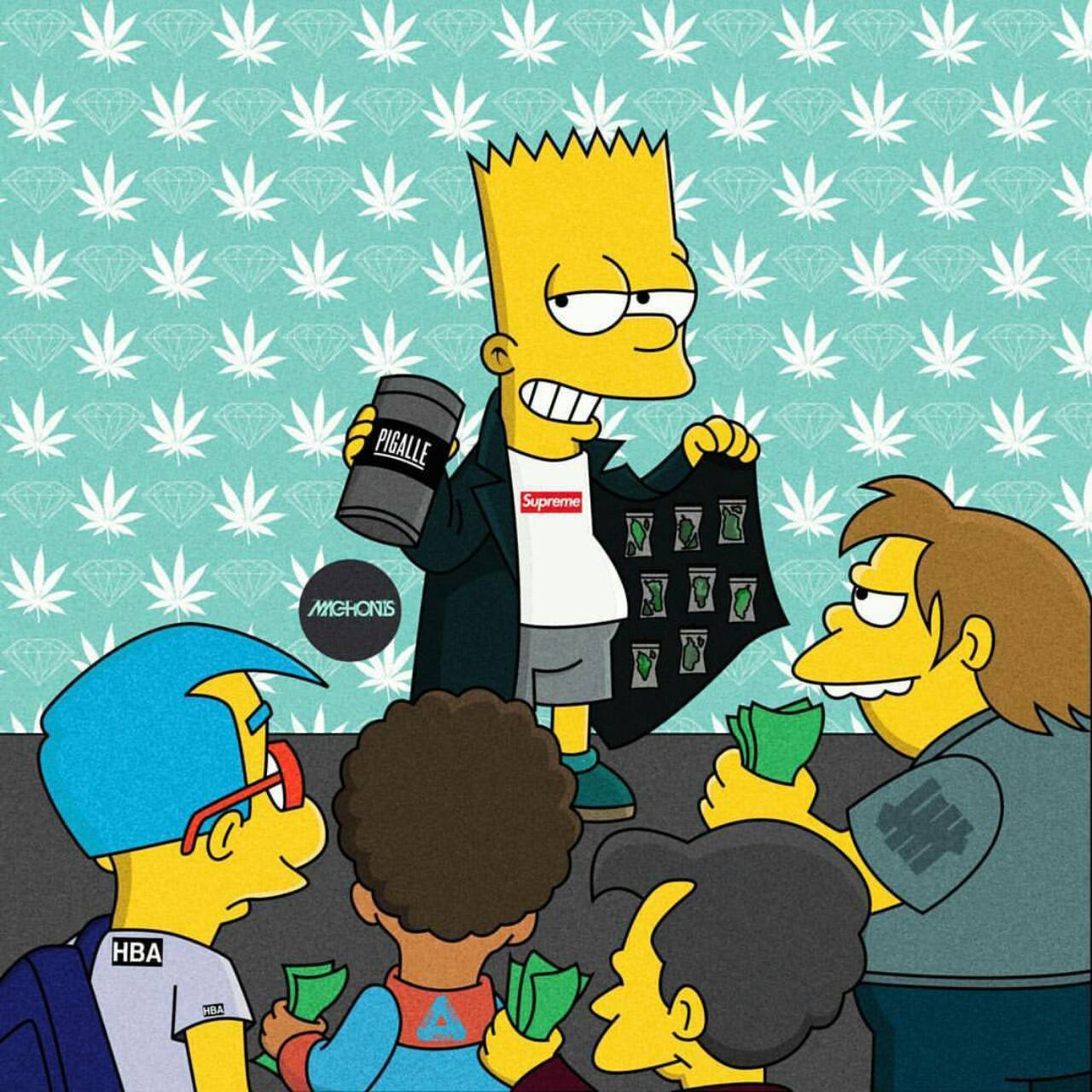 Bart Simpson vende Supreme, streetwear, 1280x1280 HD, Desktop