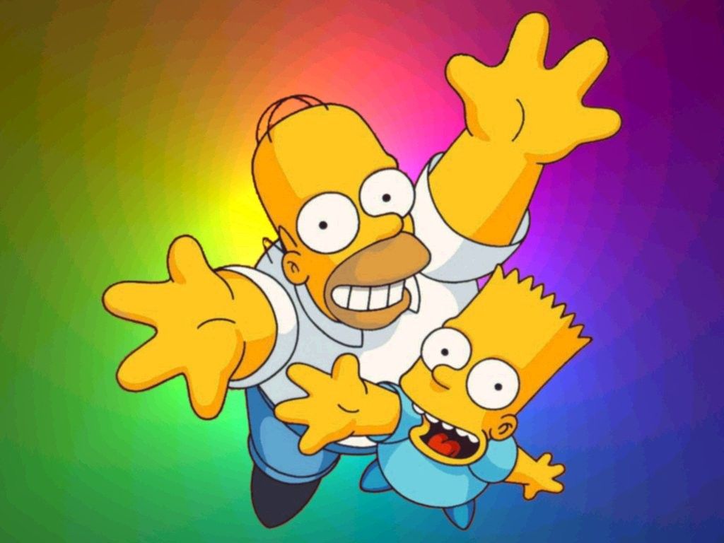 Homer e Bart Simpson arcobaleno, 1024x768 HD, PC Desktop