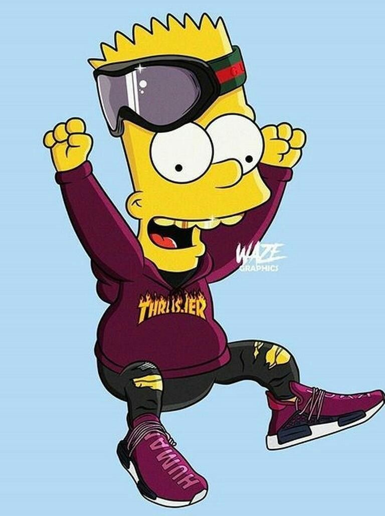 Bart Simpson con occhiali Gucci, moda di lusso, 768x1028 Verticale, Telefono