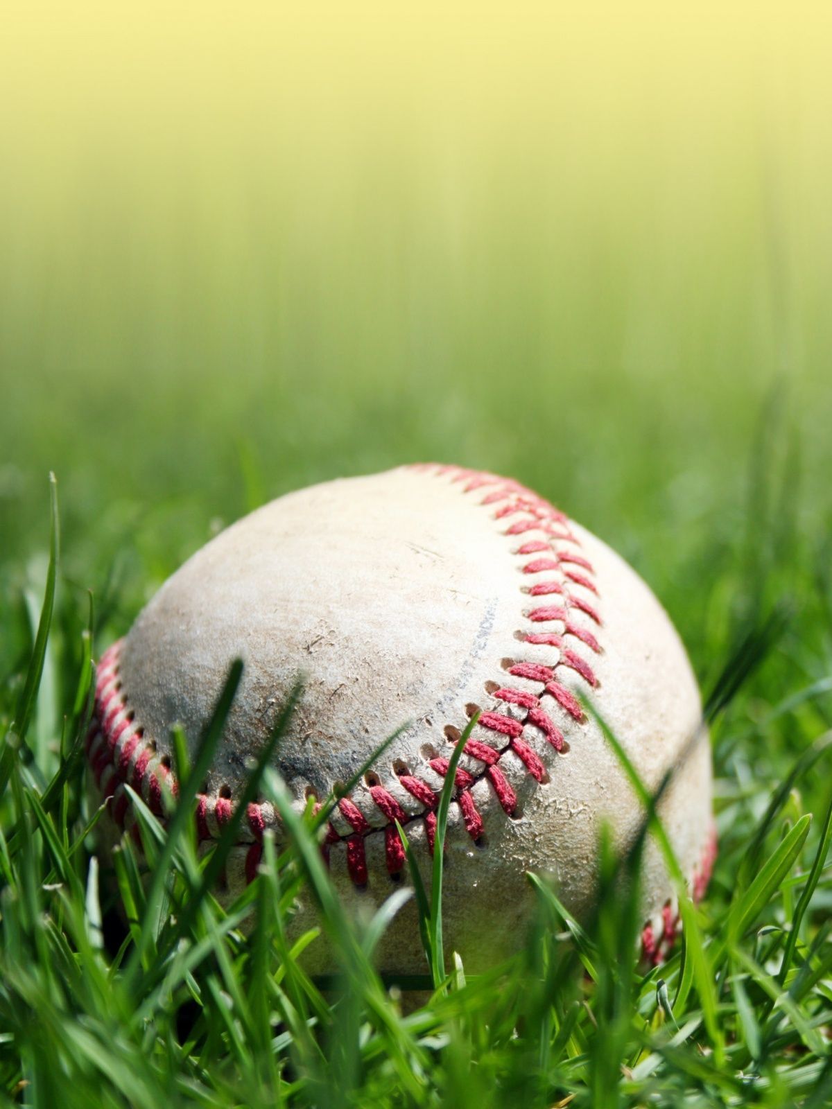 Palla da baseball nell'erba, 1200x1600 Verticale, Mobile