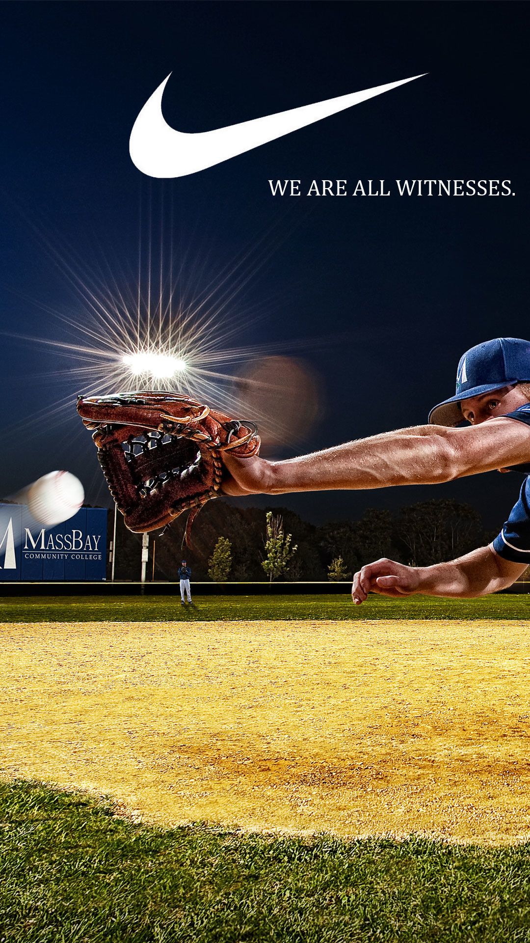 Giocatore baseball tuffo campo Nike, 1080x1920 Verticale, Samsung Galaxy