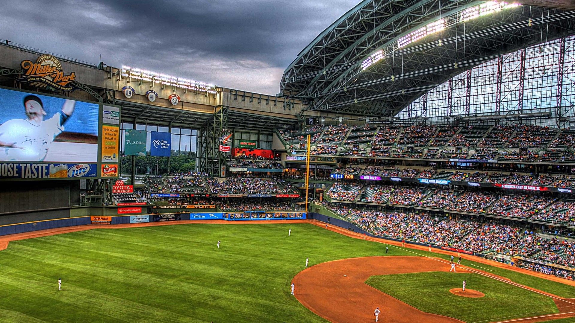 Stadio di baseball notturno illuminato, 1024x768 HD, Monitor Gaming