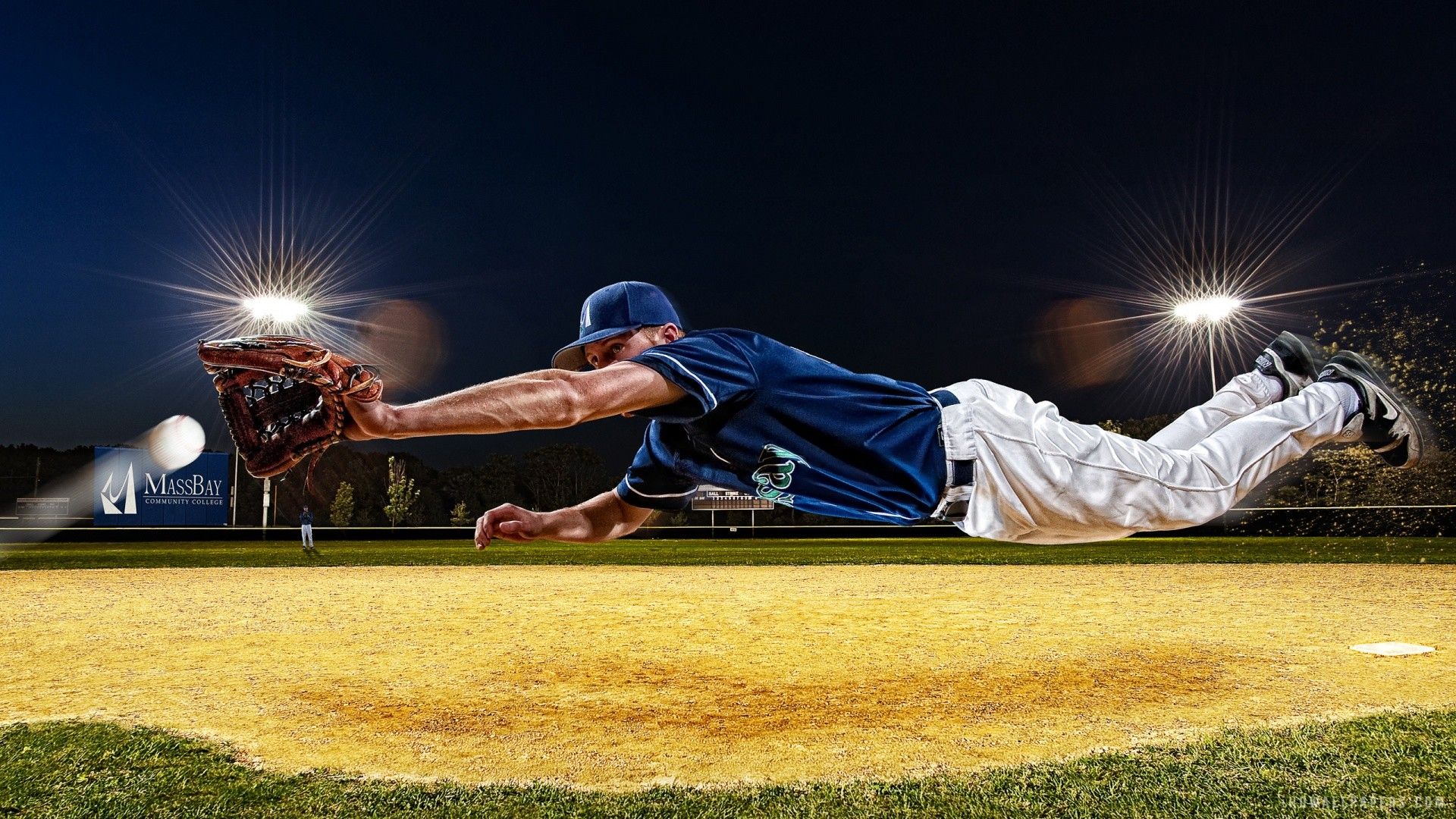 Giocatore baseball tuffo campo, 1920x1080 1080p, PC Desktop