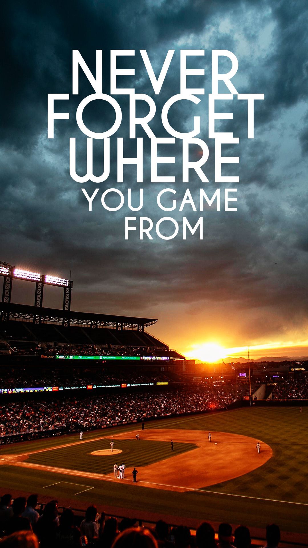 Stadio baseball tramonto testo, 1080x1920 Verticale, Telefono