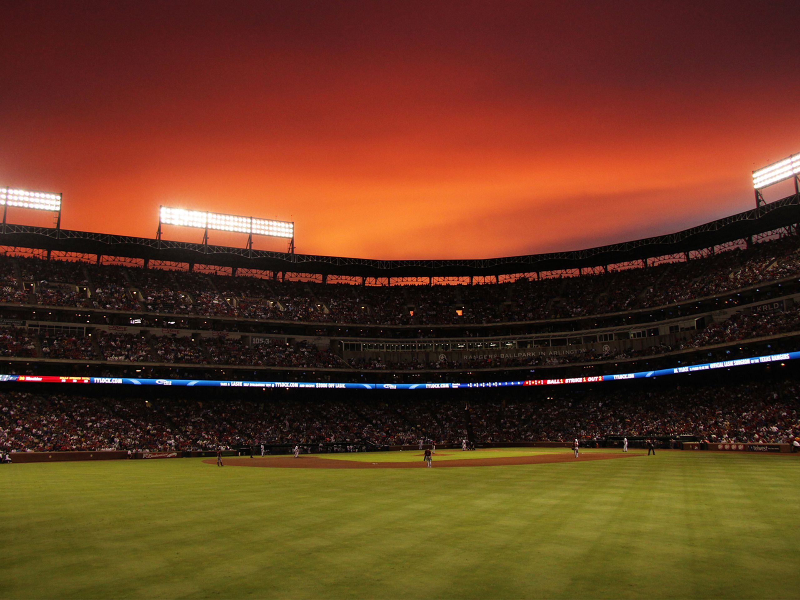 Stadio baseball tramonto arancione, 2560x1920 2K, Desktop