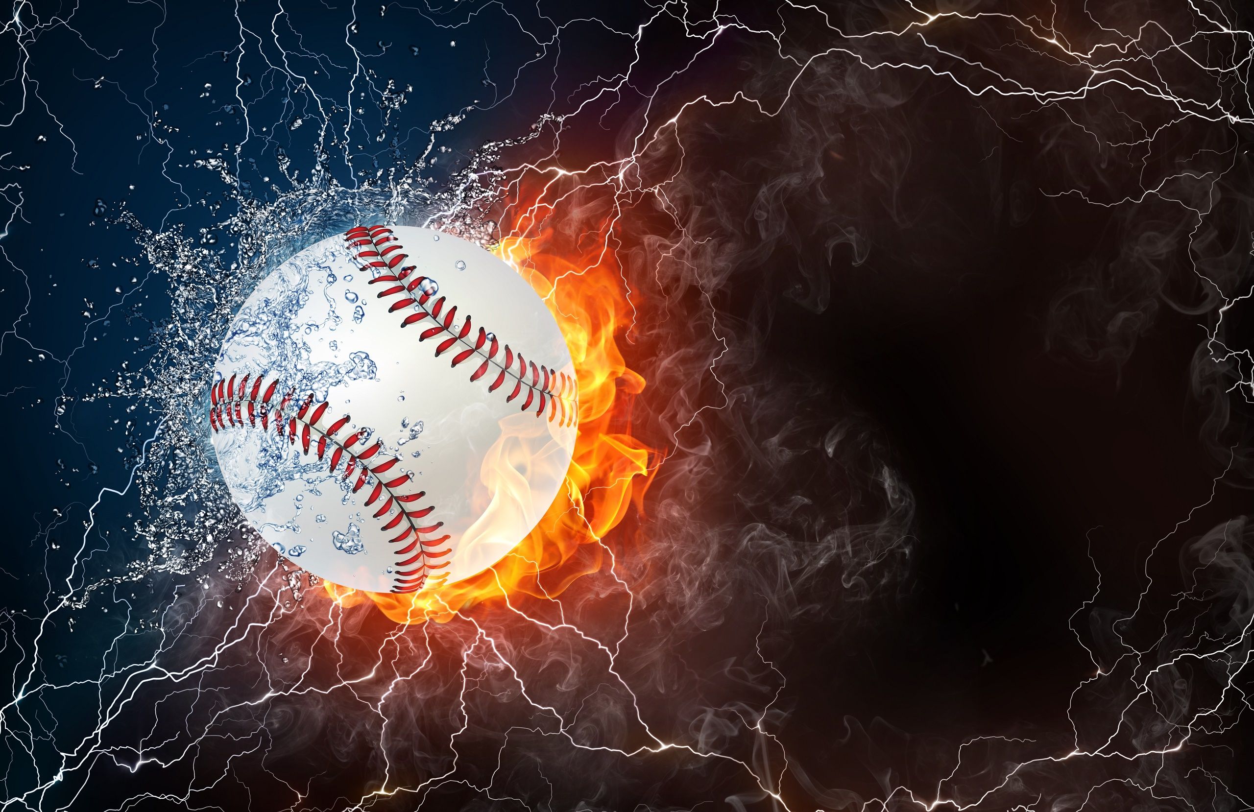 Palla baseball fuoco acqua, 2560x1658 WQXGA, Desktop
