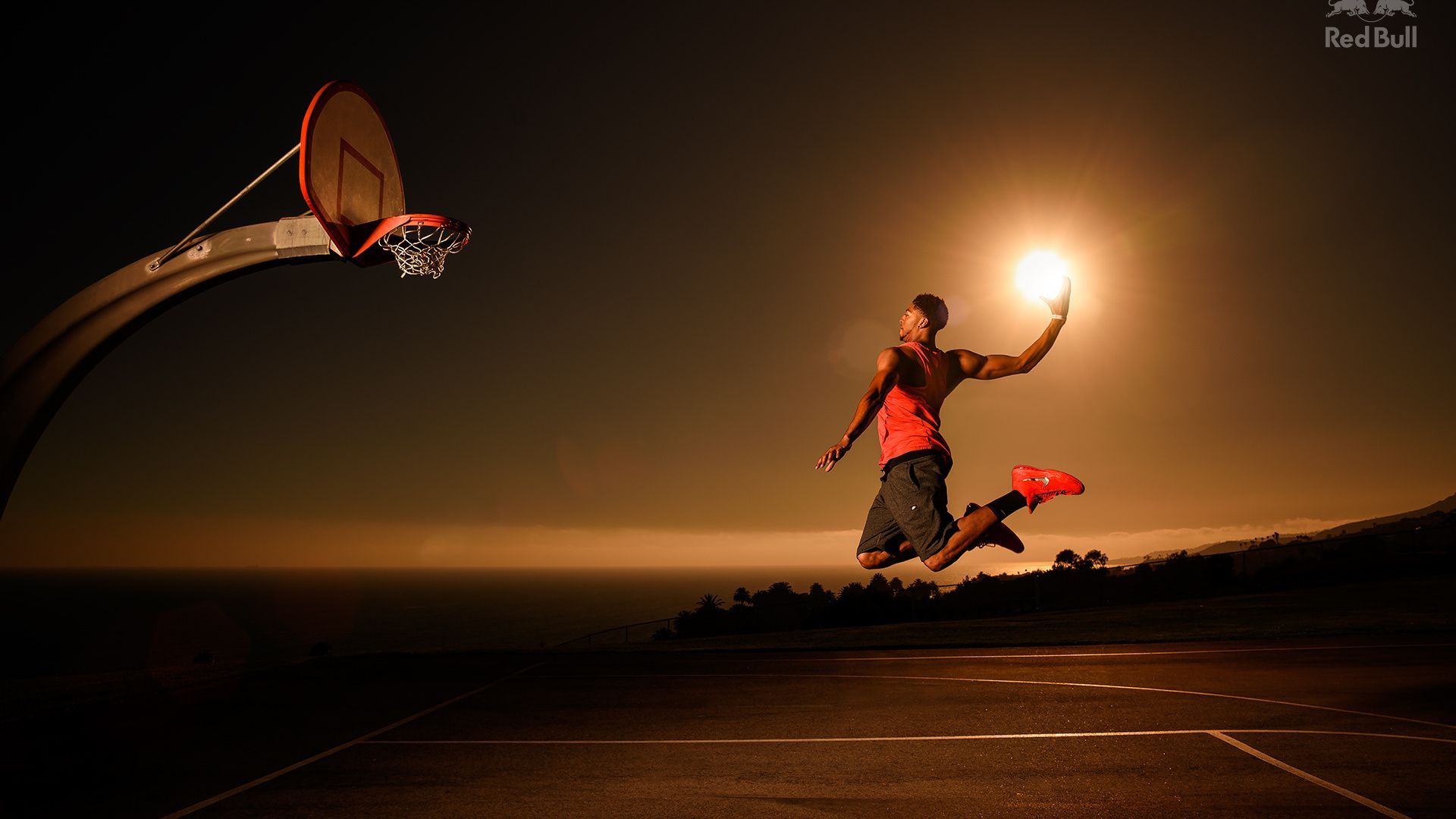 Giocatore basket schiacciata tramonto, 1920x1080 Full HD, PC Desktop