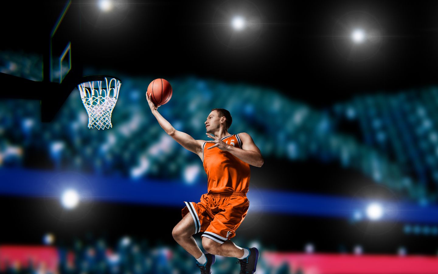 Giocatore basket schiacciata canestro, 1440x900 HD, Desktop