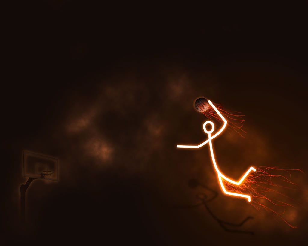 Figura luminosa gioca basket, 1024x819 HD, Desktop