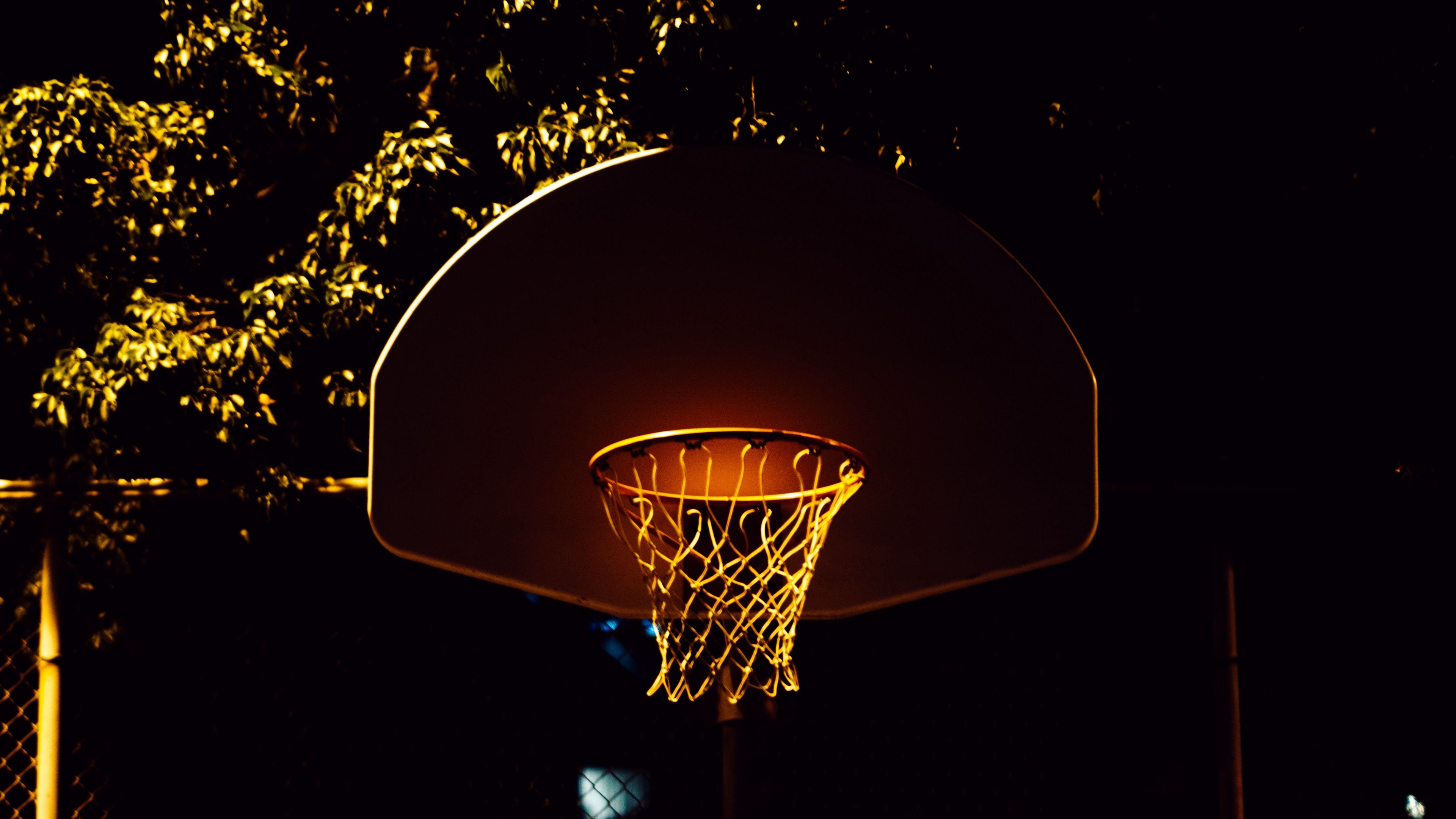 Canestro da basket illuminato di notte, 3840x2160 UHD, PC 4K