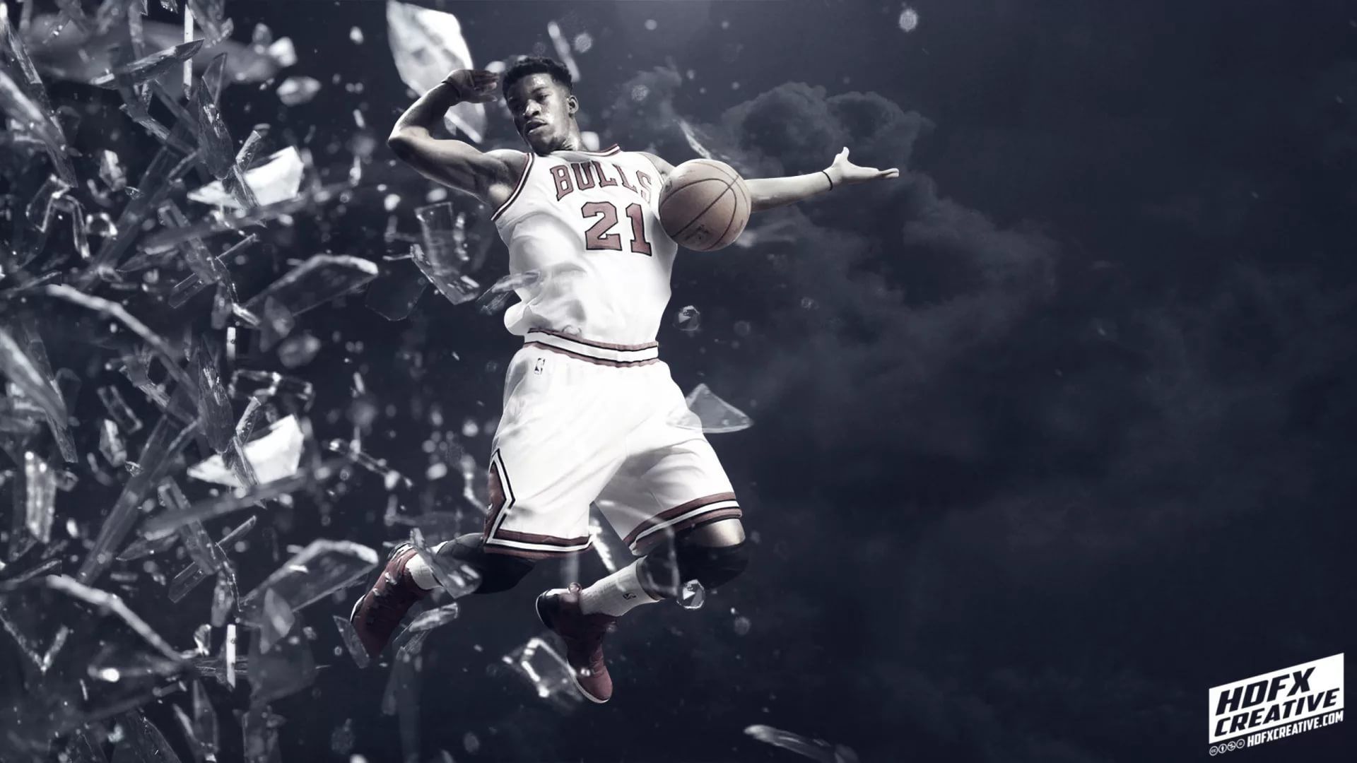Giocatore Bulls schiacciata basket, 1920x1080 Full HD, Laptop